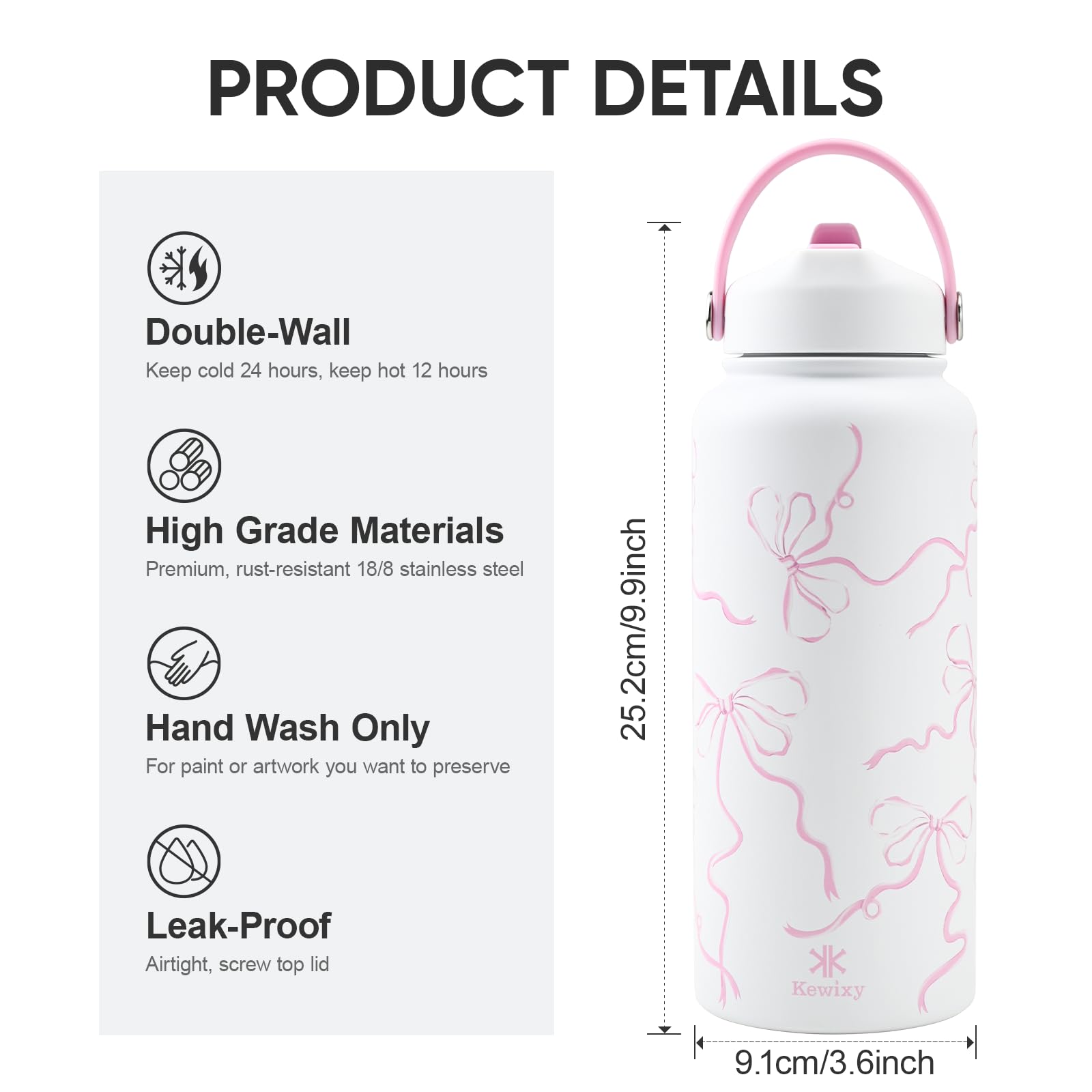 KEWIXY Bow Breeze Pink, apta para lavavajillas facilita la limpieza.