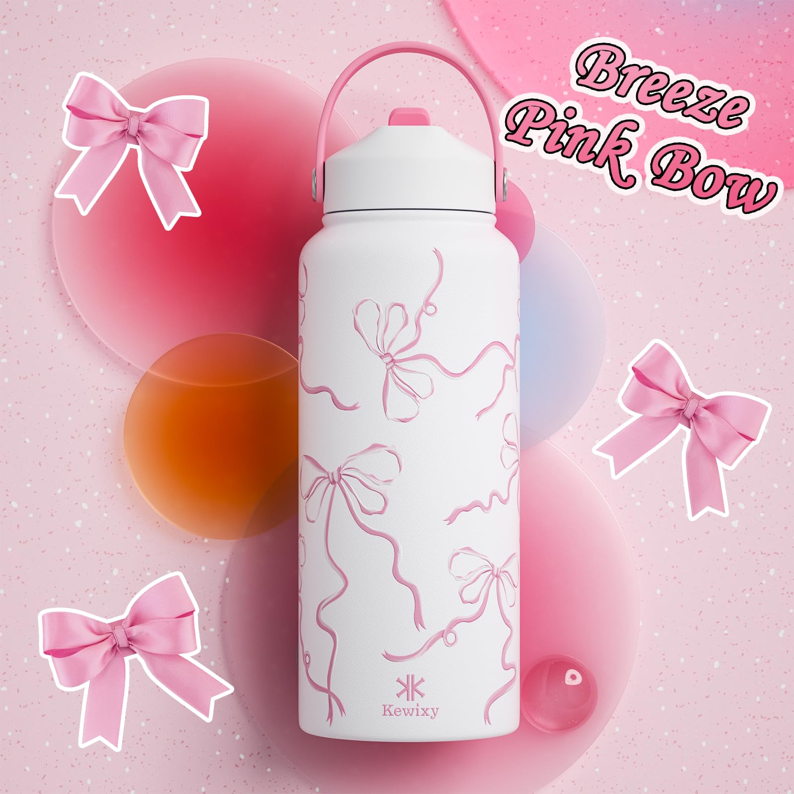 KEWIXY Bow Breeze Pink, pajilla plegable para beber con comodidad en movimiento.