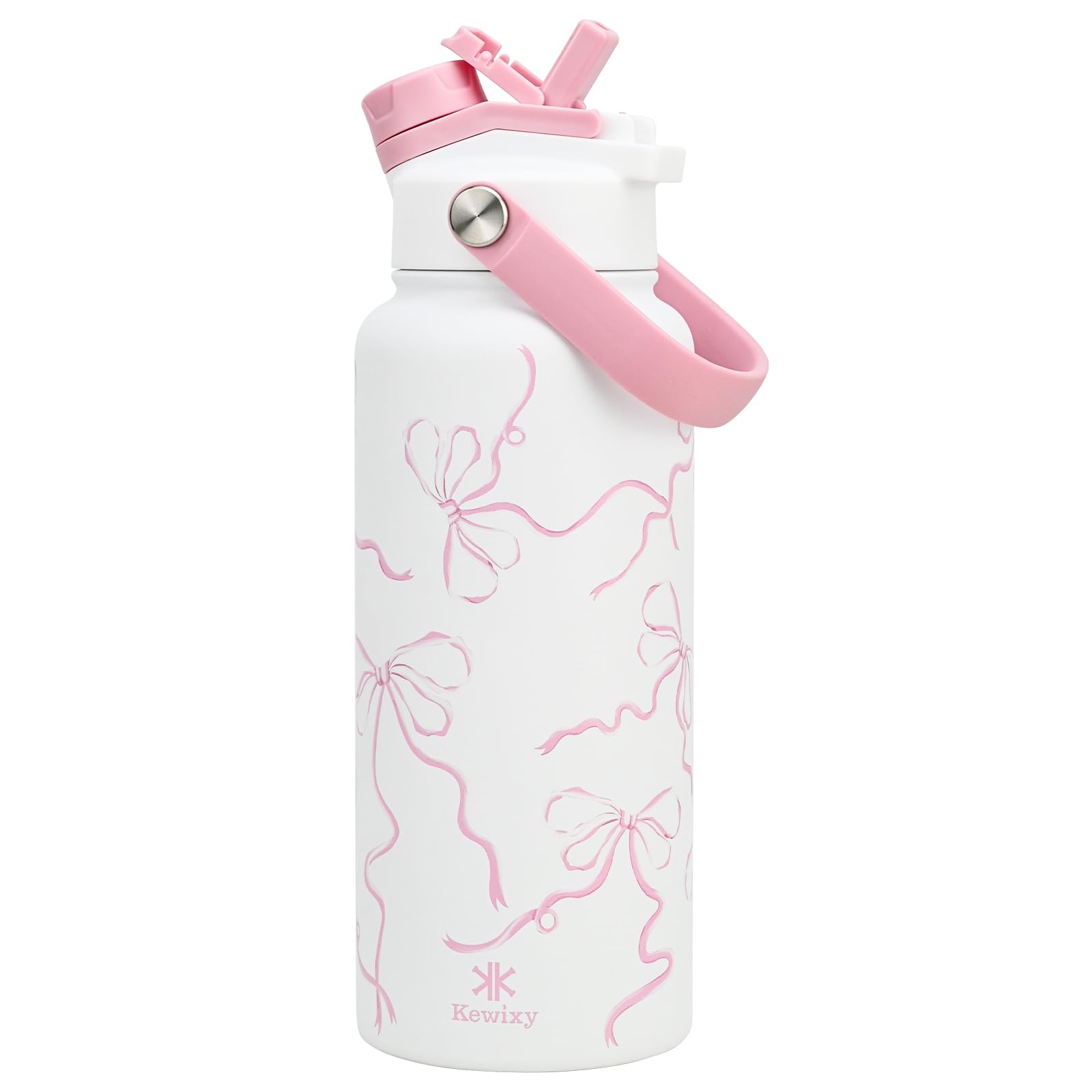 Botella KEWIXY 32oz rosa con tapa 2 en 1 protege cada sorbo y evita derrames