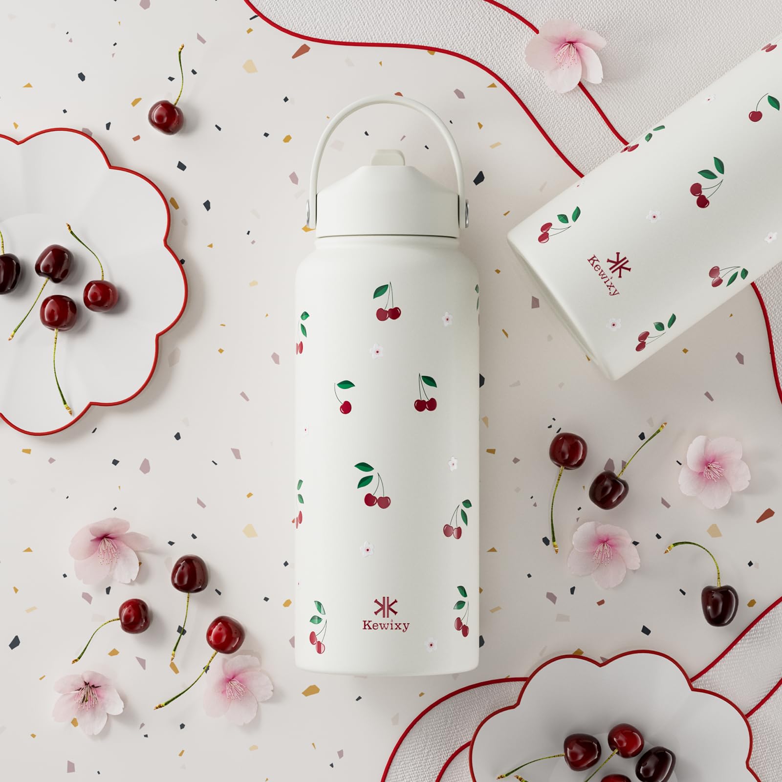 KEWIXY botella con tapa pajilla plegable para beber en movimiento.