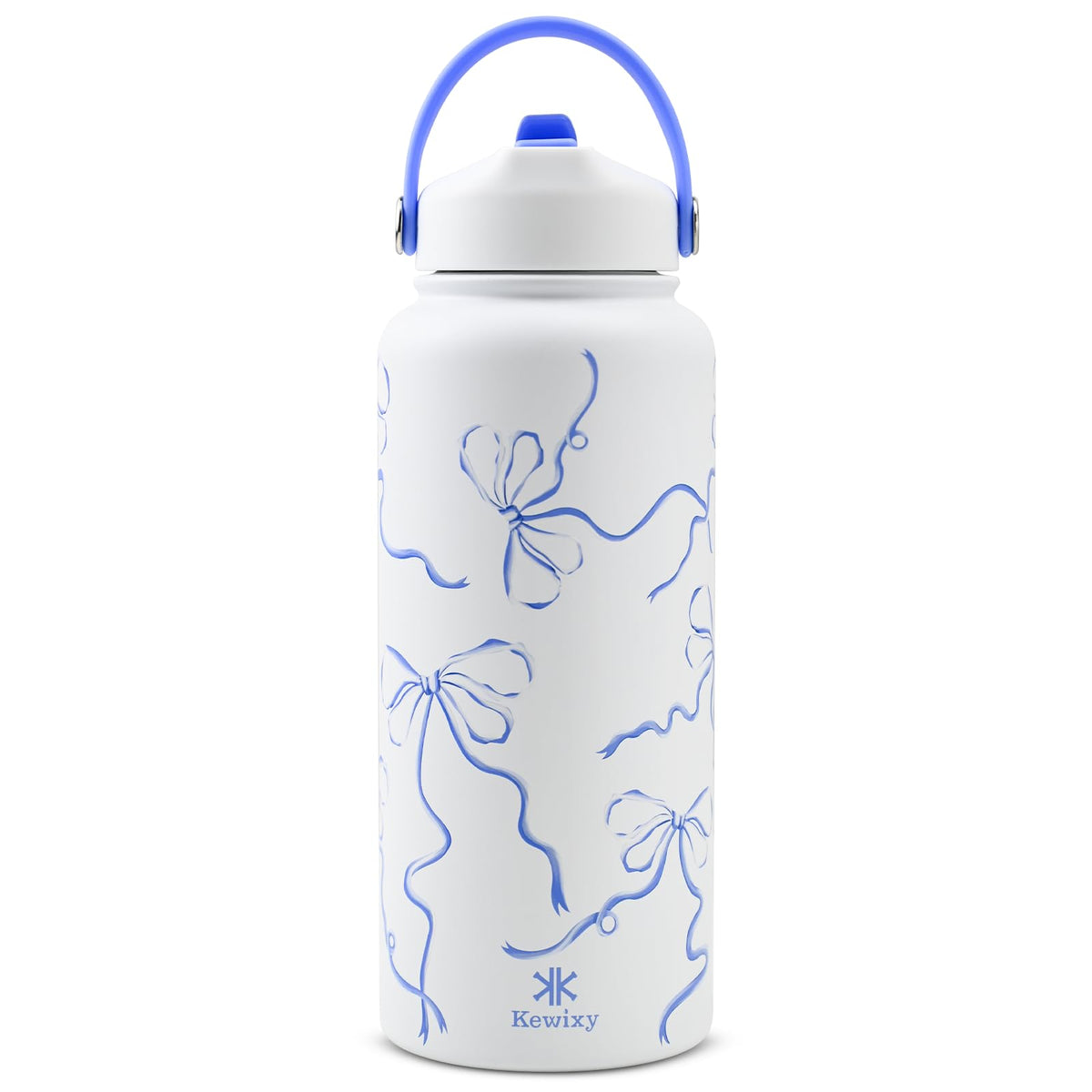 KEWIXY botella aislada con pajilla desplegable para hidratación rápida.