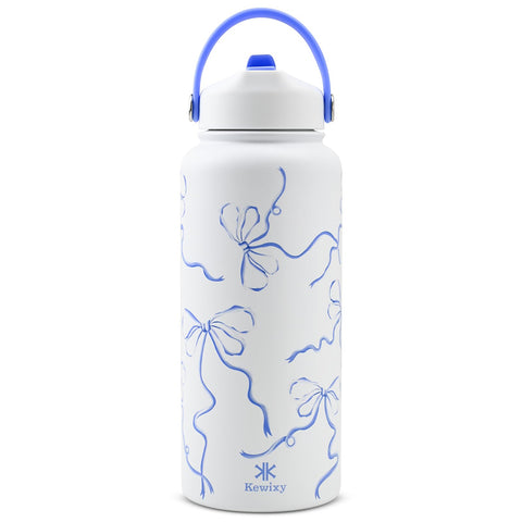 KEWIXY botella aislada con pajilla desplegable para hidratación rápida.