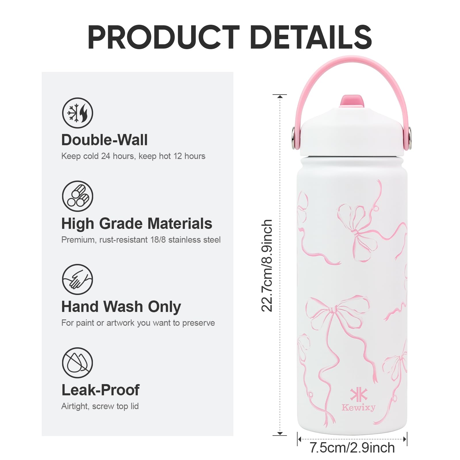 KEWIXY botella aislada 18oz ideal para gimnasio y escuela