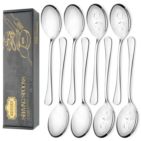 KeyOXY juego de cucharones grandes de acero inoxidable con acabado espejo, ideales para porciones en buffets