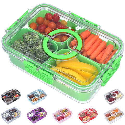 Keyvoz Snackle Box con tapa verde, tamaño pequeño, para snacks ordenados y frescos.