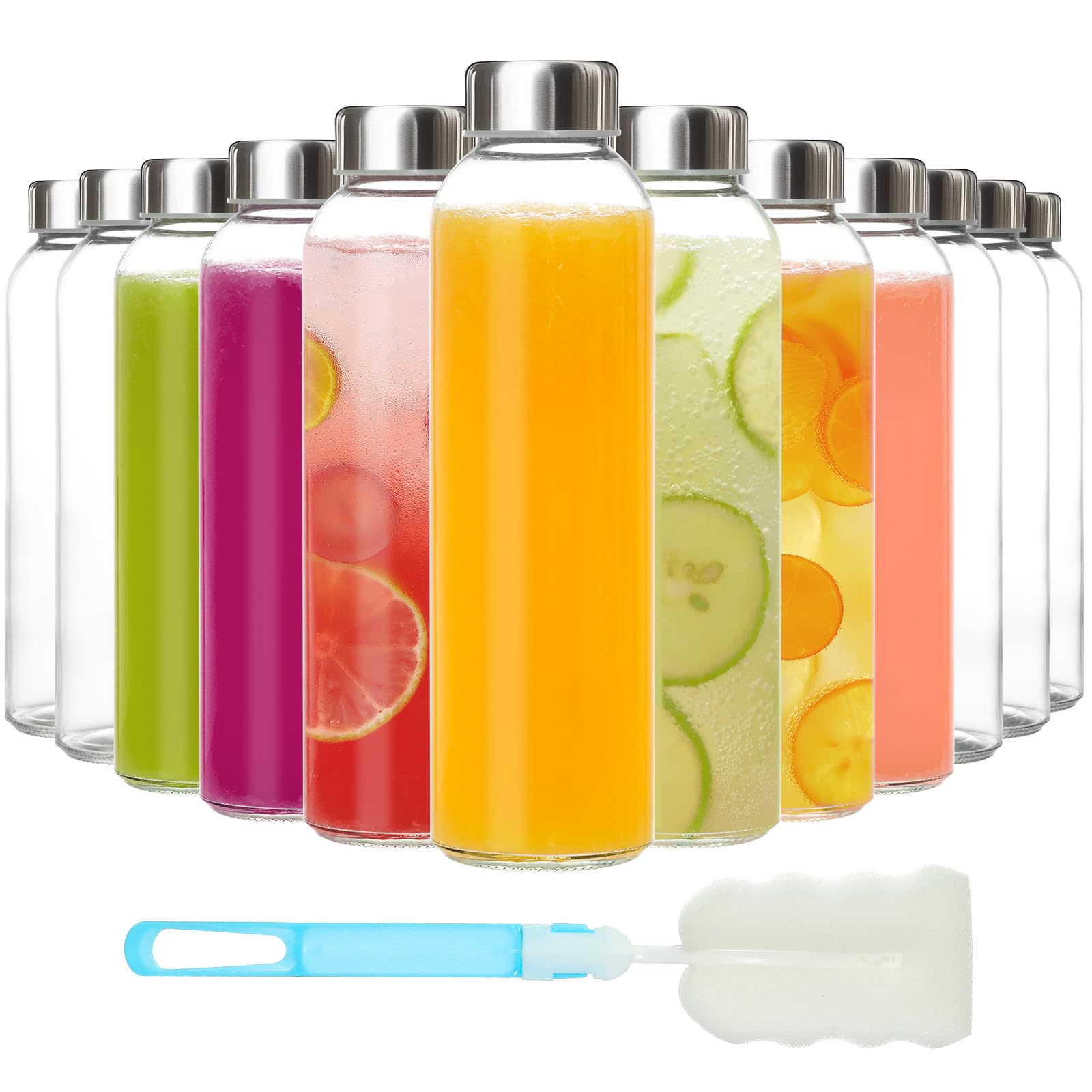 KEYWING botellas de vidrio 18oz con tapas para jugos, sin fugas.
