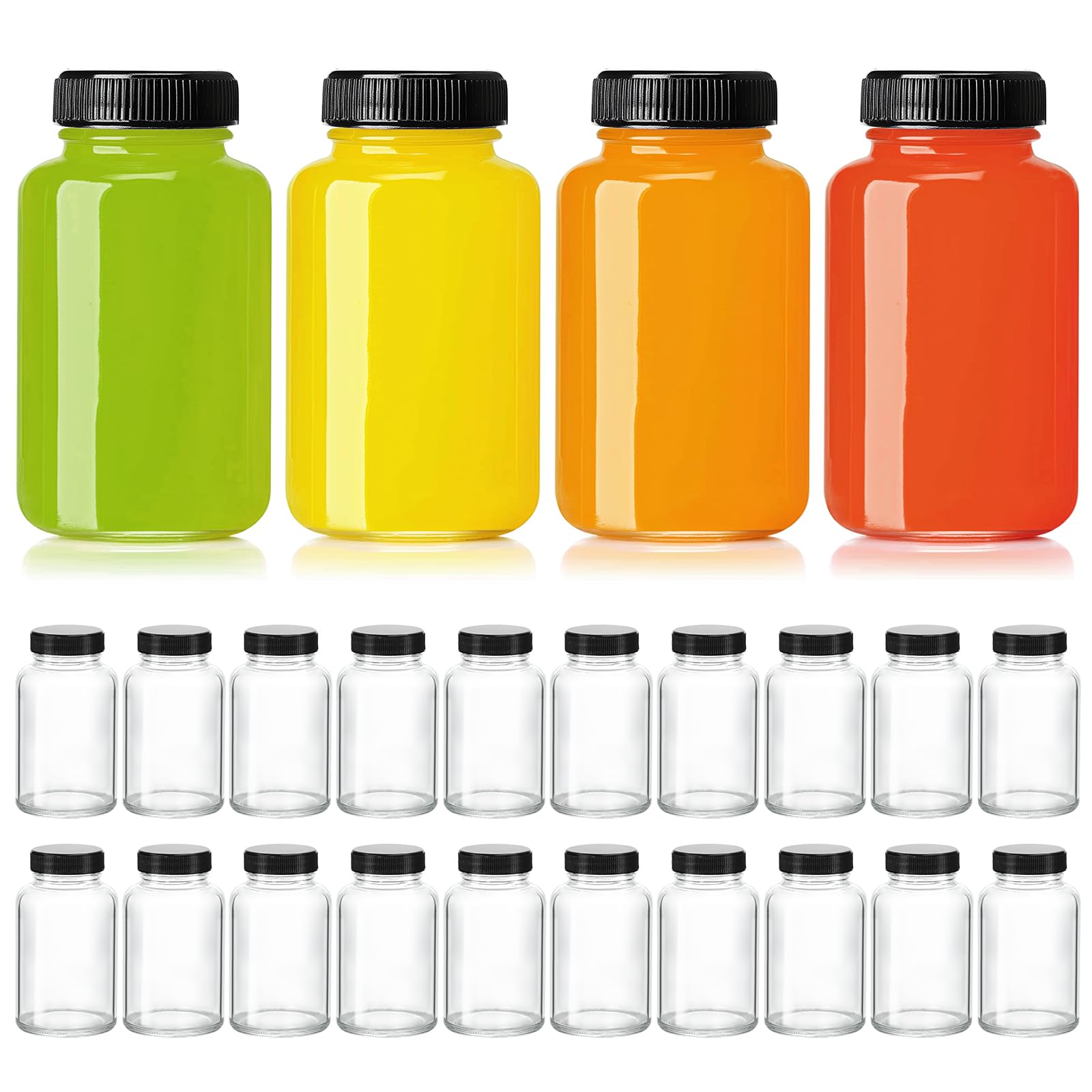 KeyWING botellas de vidrio 4 oz con tapa, ideales para jugos.