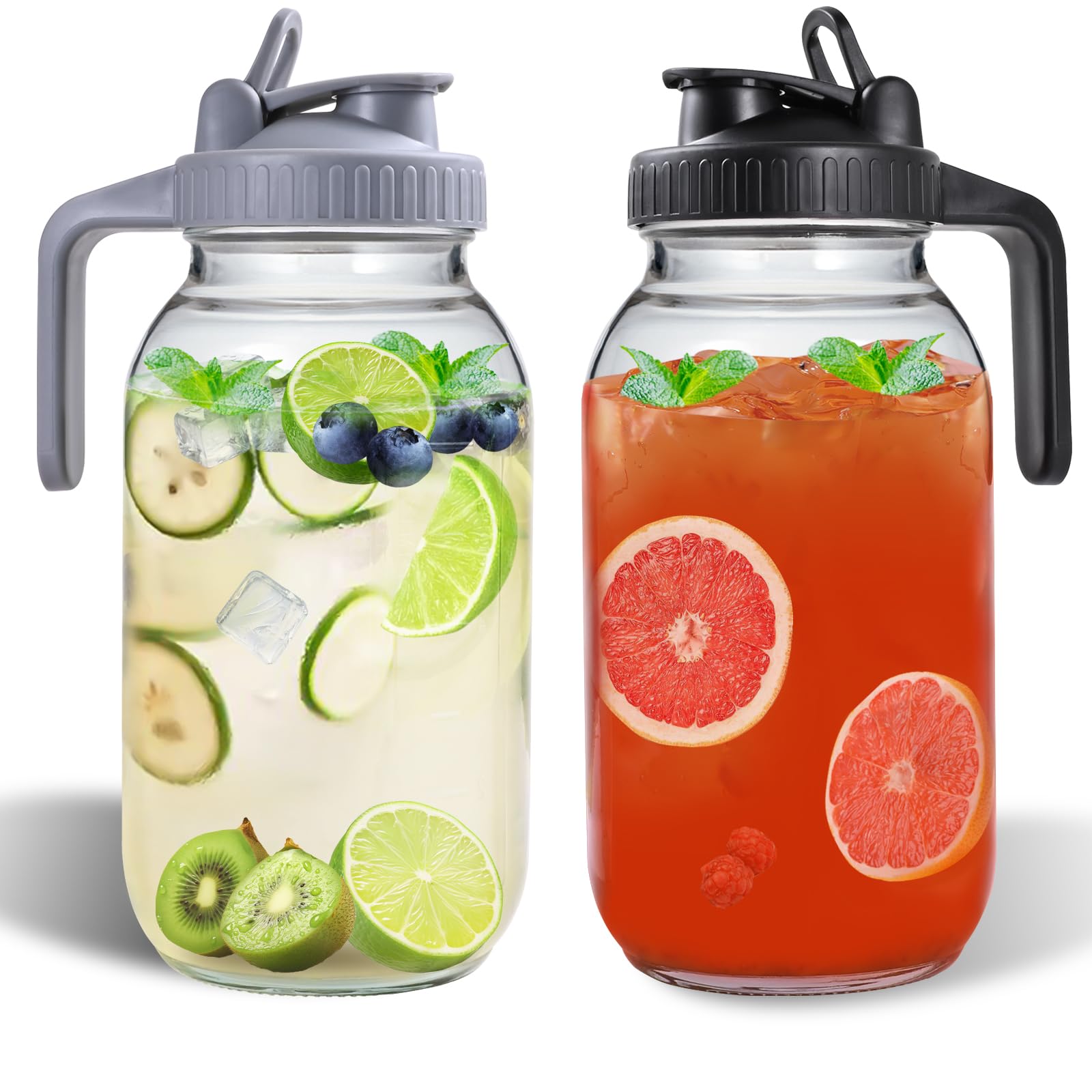KFOSO 64 onzas jarro vidrio con tapa y pico, ideal para bebidas frescas.