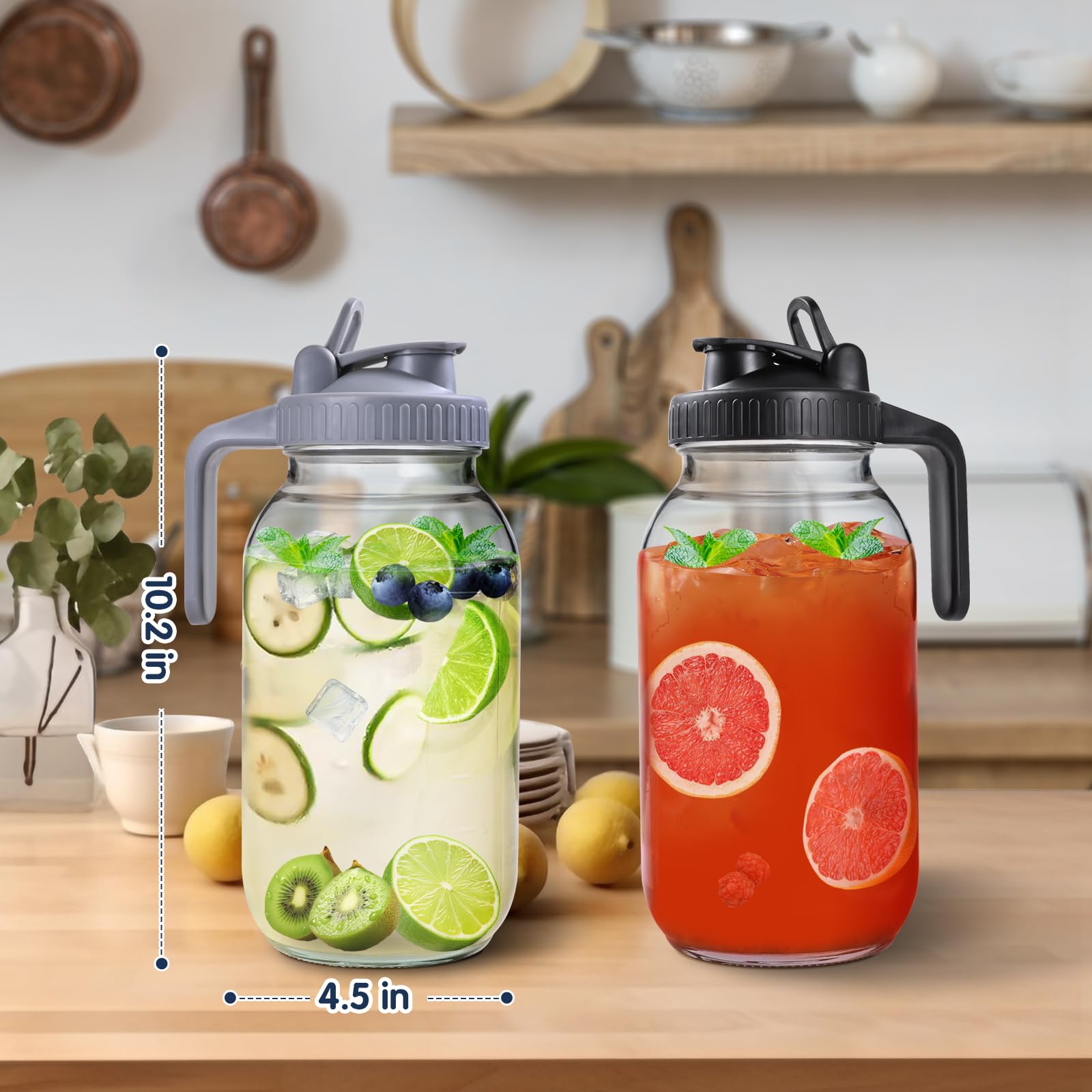 KFOSO tarros Mason 64 onzas boca ancha, perfecto para almacenar bebidas.