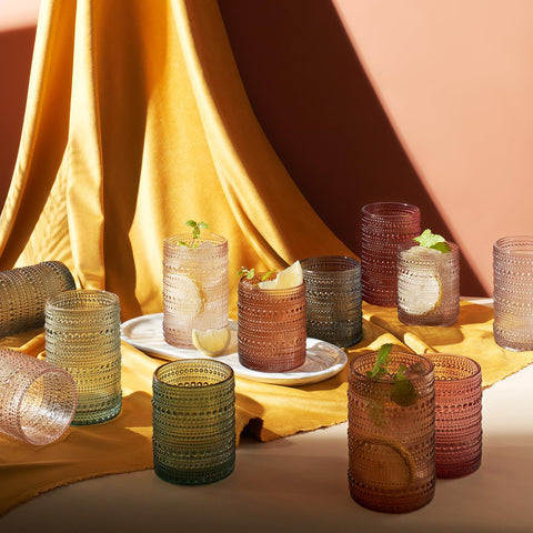 Vaso alto Khen Hobnail, diseño tonal para bebidas refrescantes