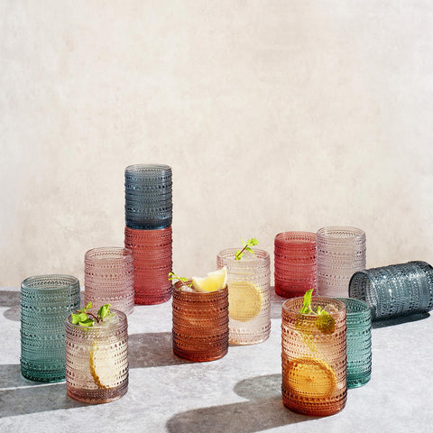 Vaso alto Khen Hobnail, vitral claro para whisky y mezclas