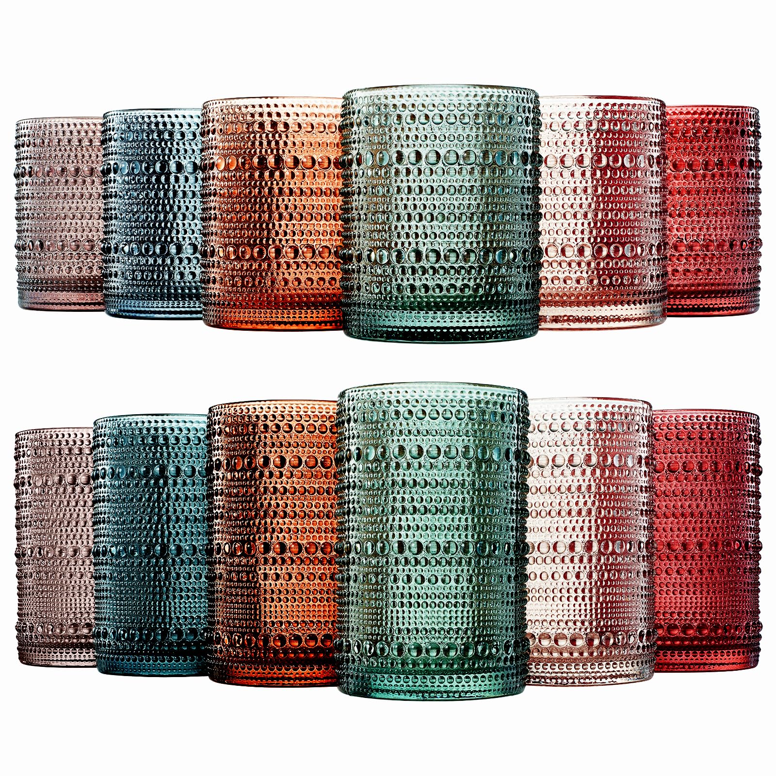 Vaso bajo Khen Hobnail, textura embossada y base estable