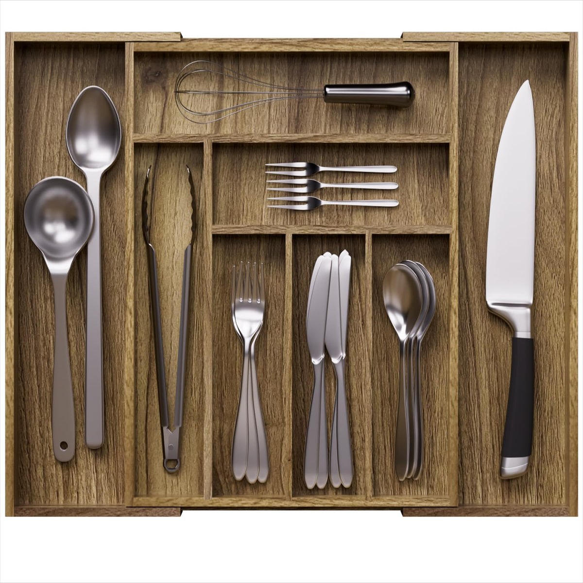 Kiasthome organizador cubiertos acacia en cajón extensible facilita la organización