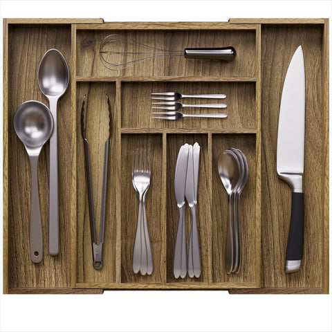 Kiasthome organizador cubiertos acacia en cajón extensible facilita la organización