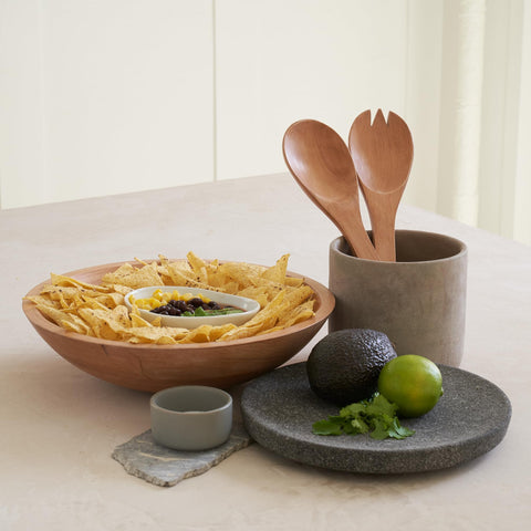 KIBAGA conjunto ensaladera y cucharas, listo para servir en cualquier ocasión.