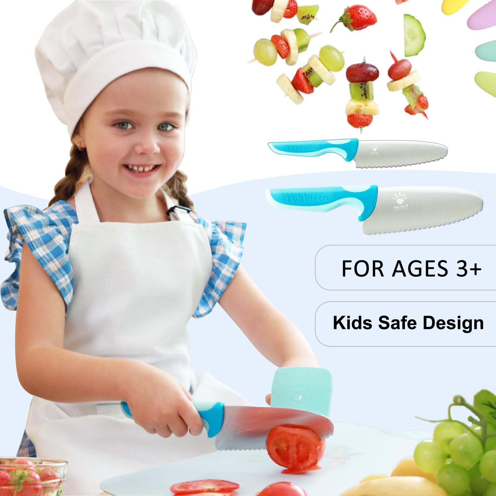 Kibbidea dientes serrados facilitan cortar frutas y verduras con menor esfuerzo.