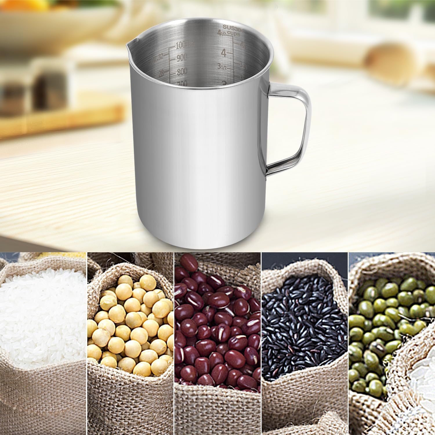 Kichwit taza medidora de 4 tazas para medir líquidos con facilidad.