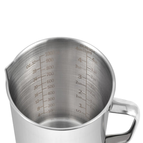 Kichwit taza medidora acero inoxidable con lectura de escala interior para medidas exactas.