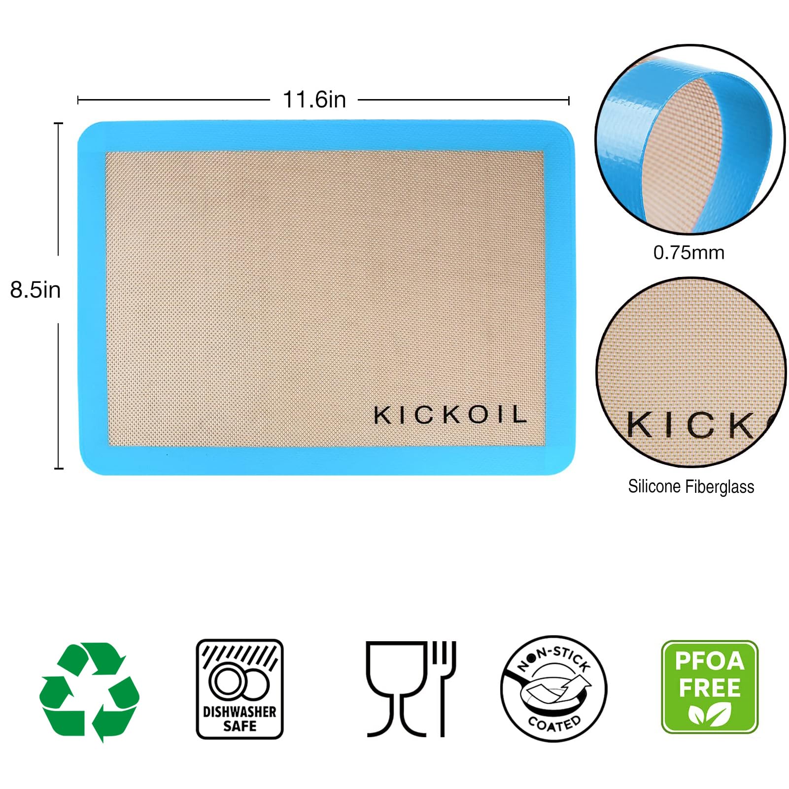 KICKOIL conjunto 3 alfombrillas silicona ideal para hornear y enfriar