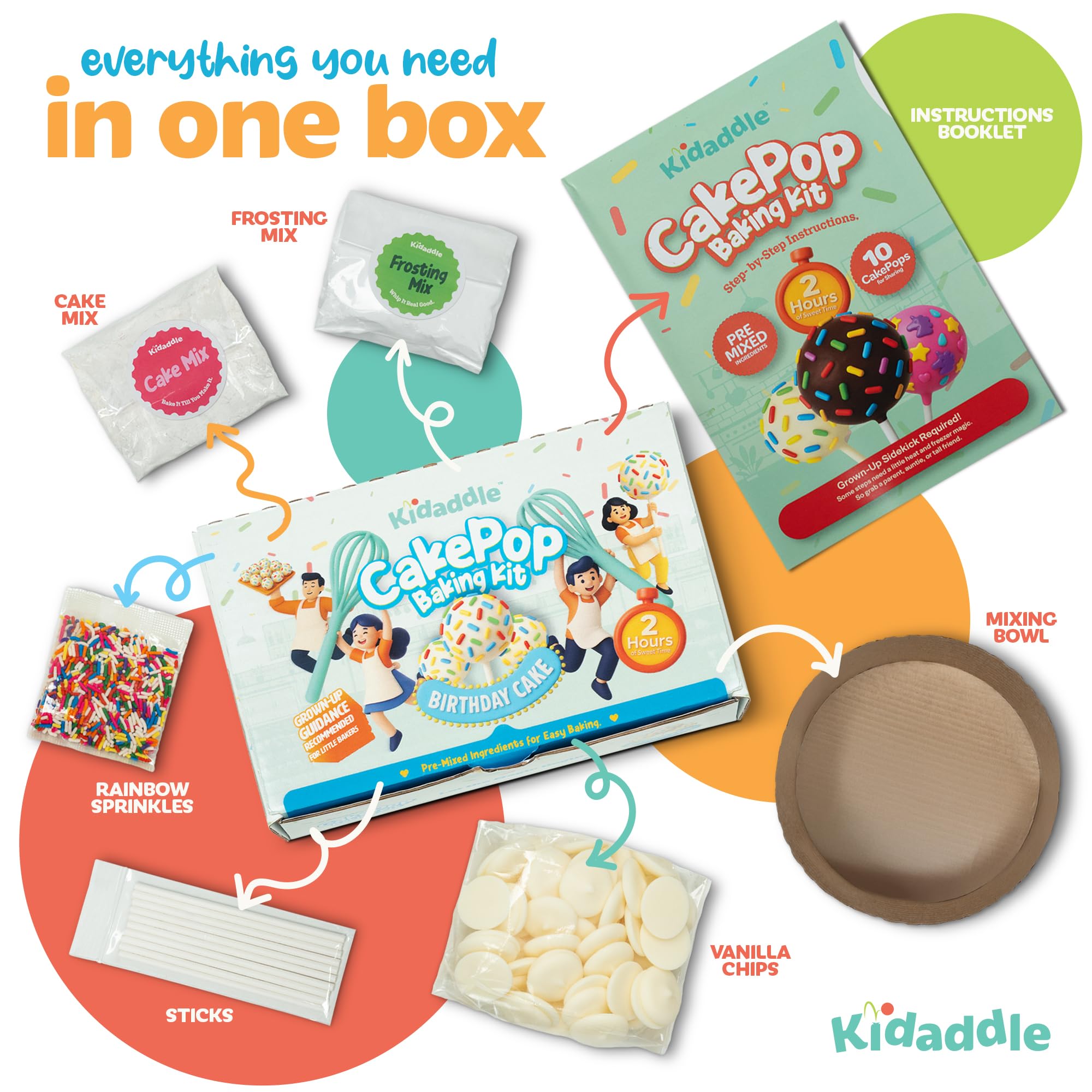 Kidaddle ingredientes secos medidos, fácil preparación para niños.