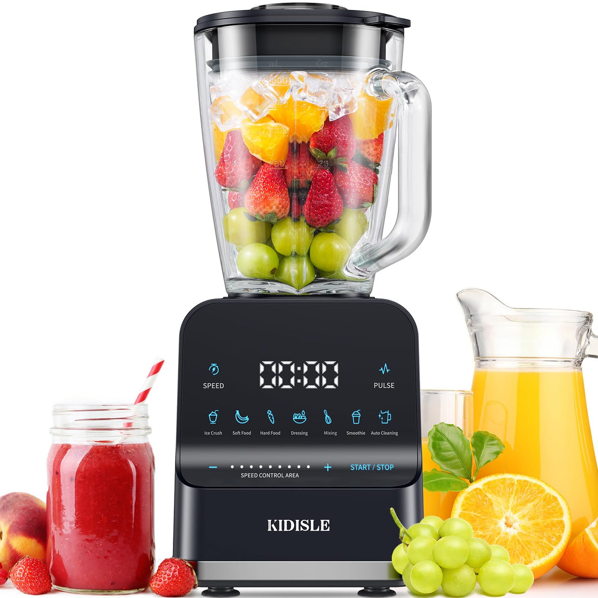 KIDISLE batidora con motor 1200W potente para triturar hielo y verduras duras