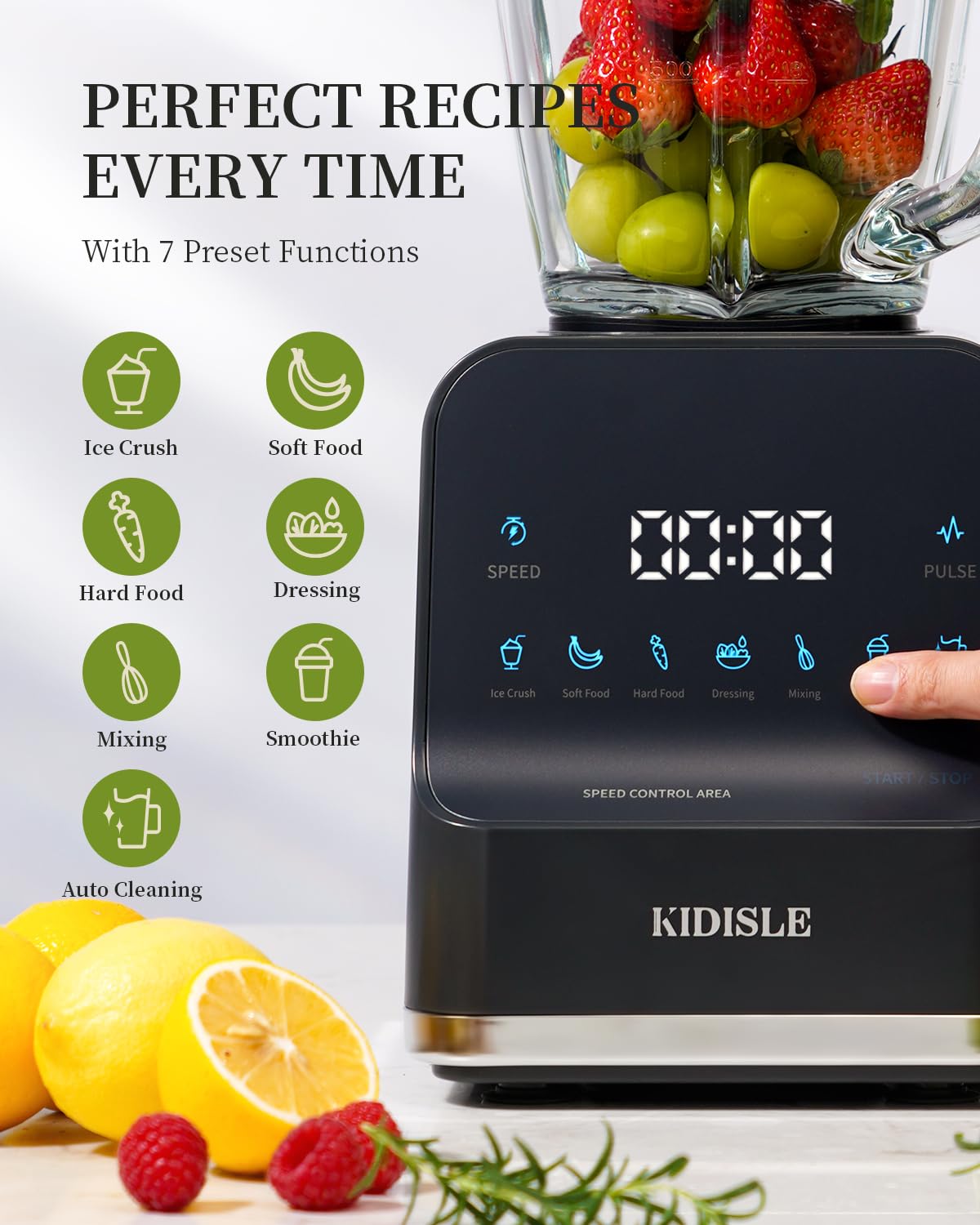 KIDISLE batidora con panel táctil y 9 velocidades para distintas texturas