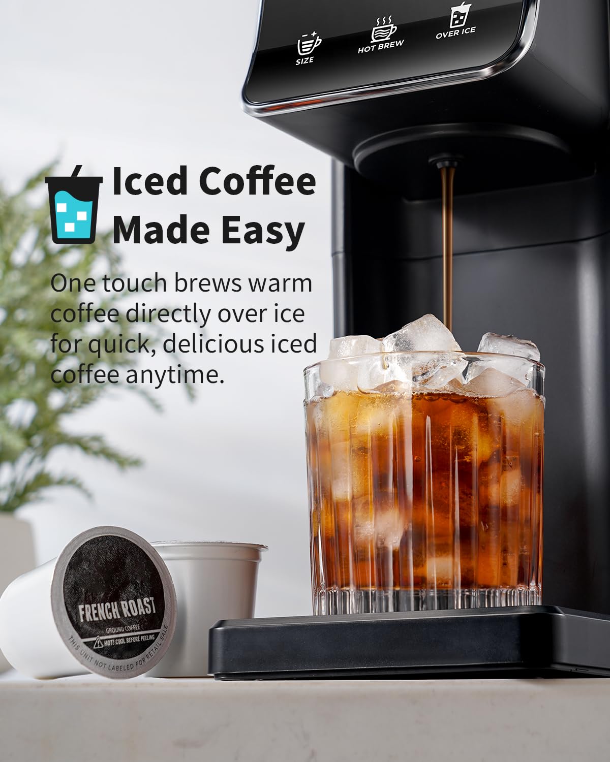 KIDISLE cafetera una porción con taza lista para 16 oz, uso práctico.