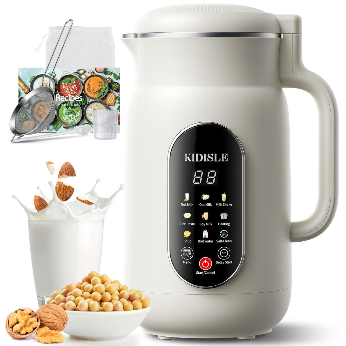KIDISLE licuadora leche almendra 51oz, bebida rápida para el desayuno.