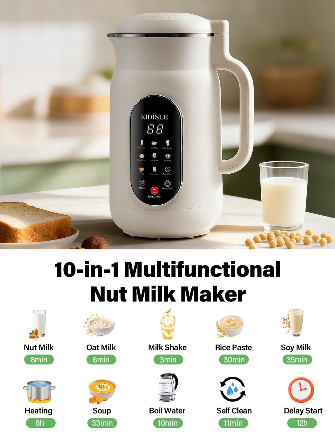 KIDISLE licuadora leche avena 51oz, opción suave para el té.
