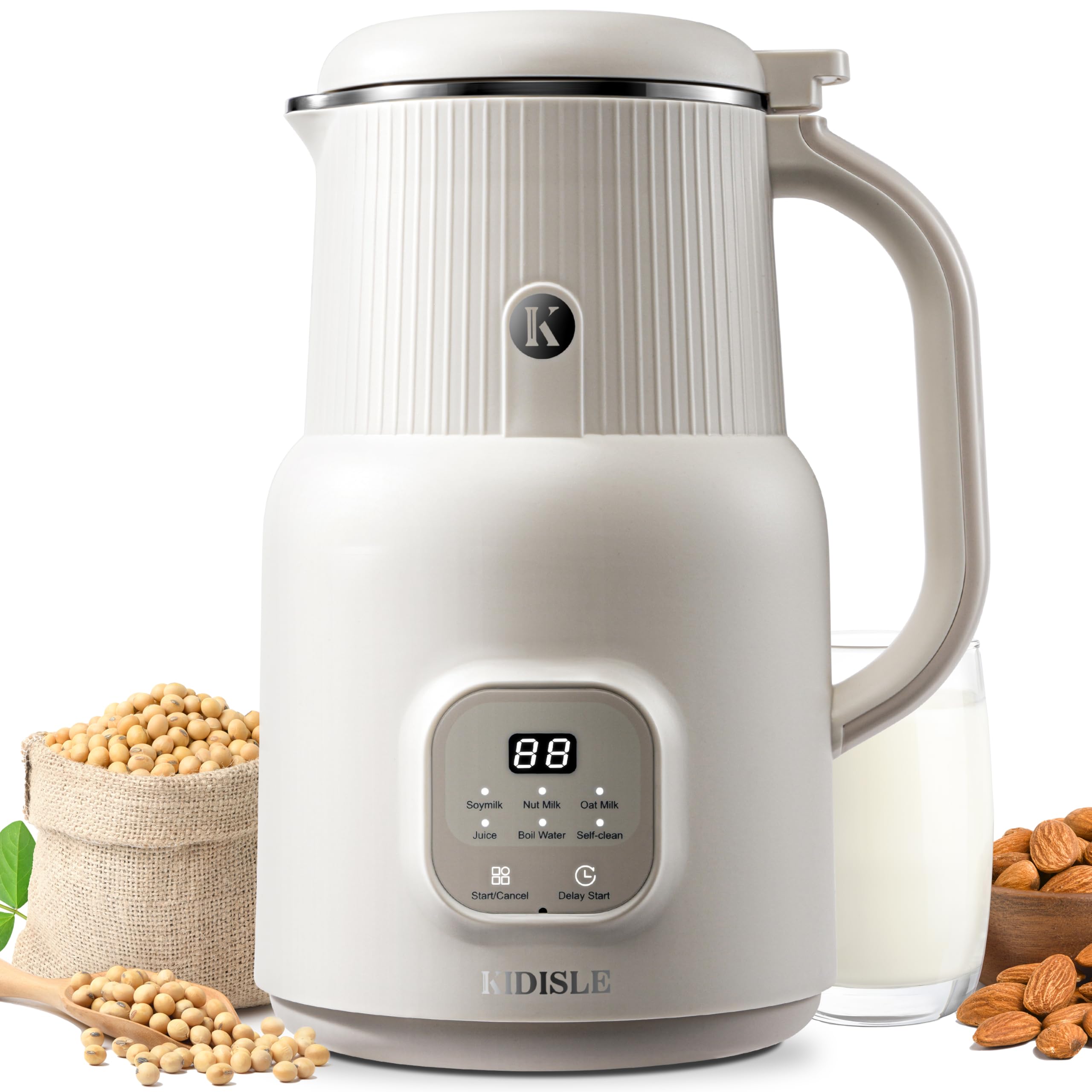 KIDISLE: máquina leche almendra 20oz con pantalla táctil y preparación rápida.