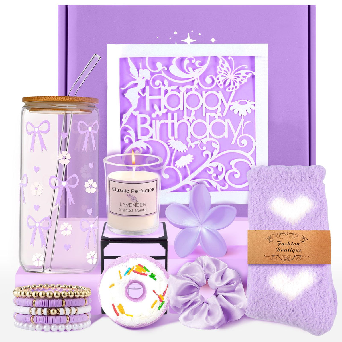 Vaso de vidrio con lazo morado de Kifredwo para bebidas con estilo