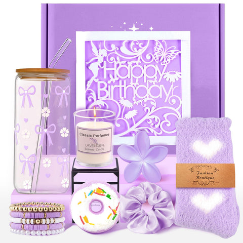 Vaso de vidrio con lazo morado de Kifredwo para bebidas con estilo