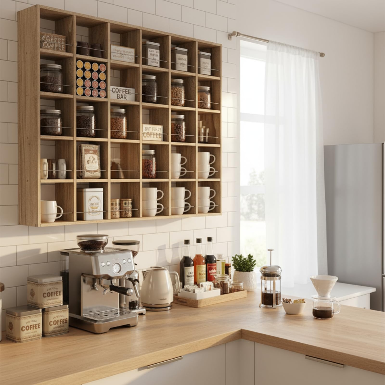 Kigley caja sombra para colección, protege y exhibe cristalería y tazas.