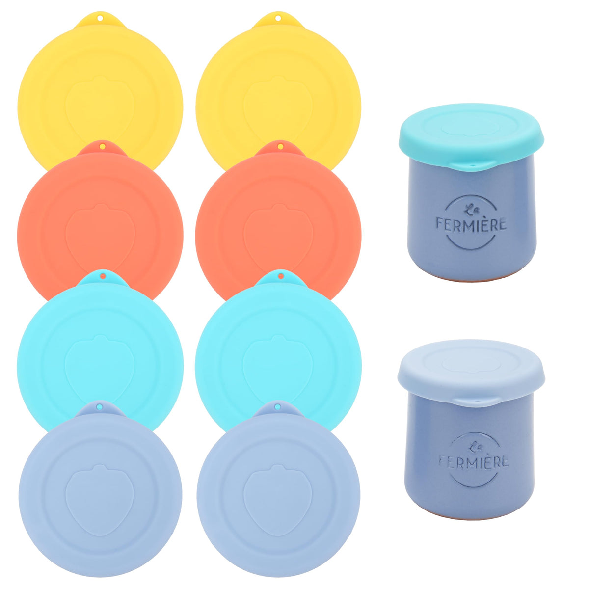 Tapas de silicona Kiicii para tarros La Fermière con sello hermético y reutilizable.