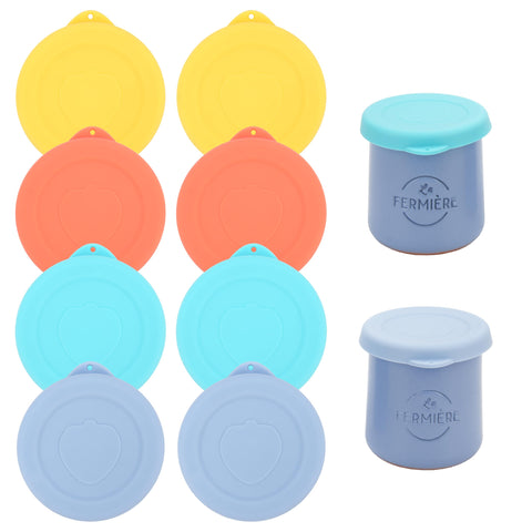 Tapas de silicona Kiicii para tarros La Fermière con sello hermético y reutilizable.