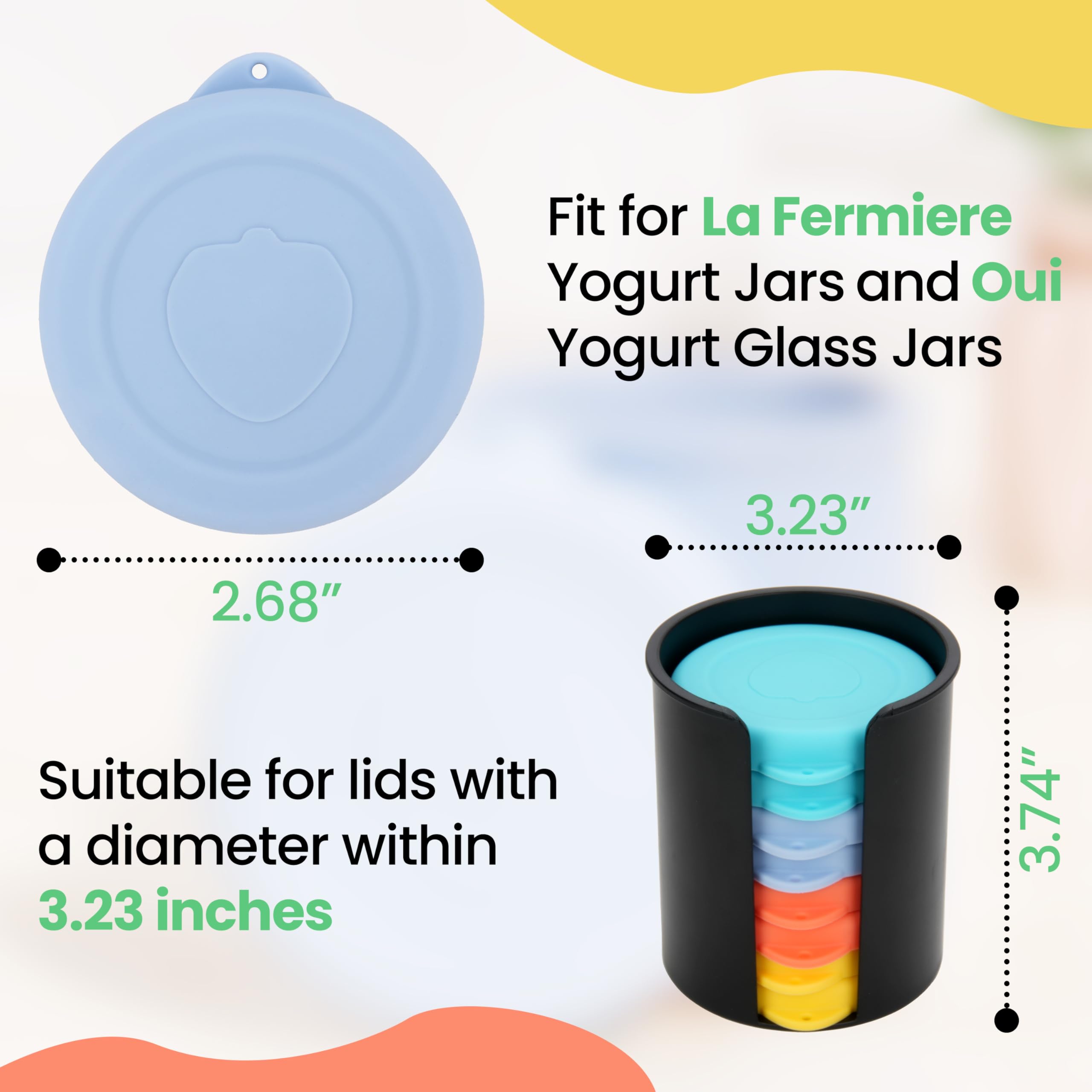 Kiicii organizador de tapas para tarros de yogur facilita el orden en la cocina.