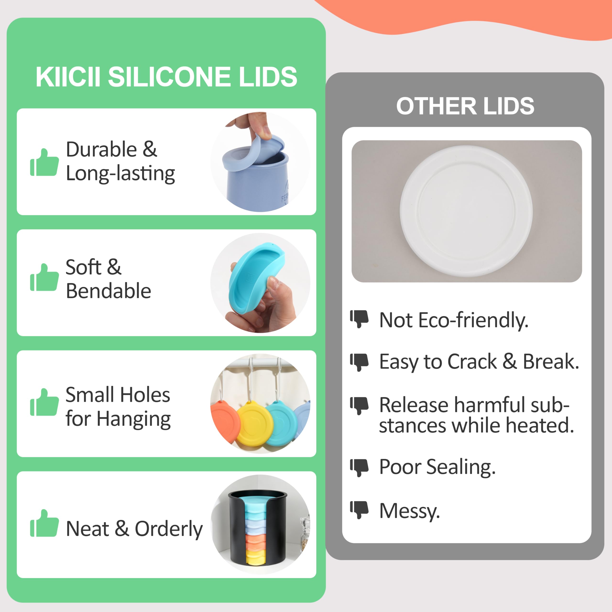 Kiicii tapas herméticos: sellado perfecto para evitar derrames en yogur y postres.