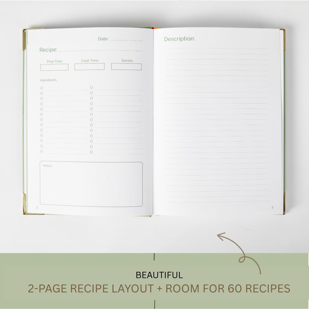 Kikaze libro de recetas con bolsa trasera para notas o tarjetas