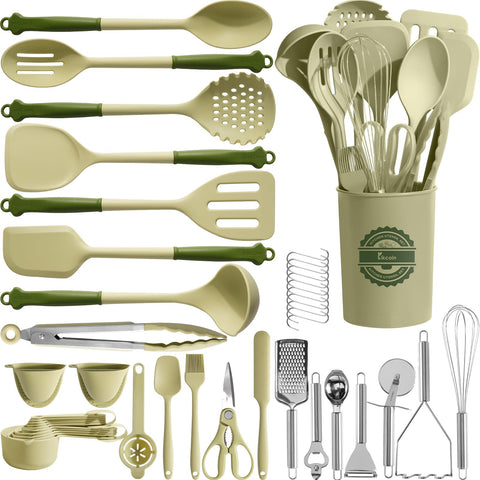 Kikcoin 43 piezas de utensilios para cocina, conjunto completo para múltiples recetas.