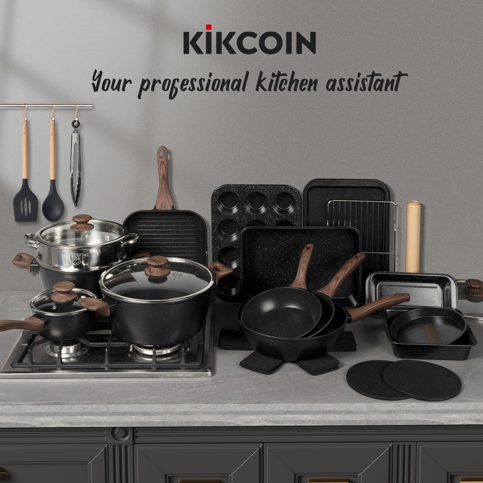 Kikcoin accesorios para hornear silicona 3 piezas: utensilios seguros y útiles.