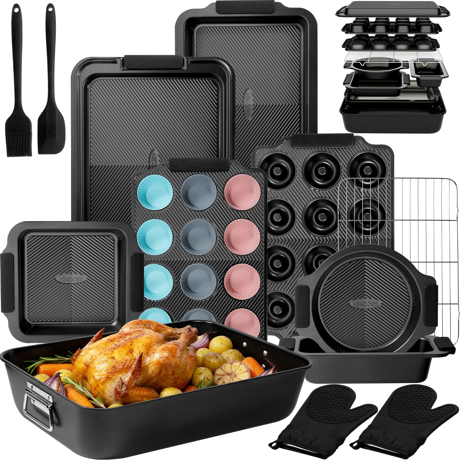 Kikcoin bandejas apilables para horno, ahorro de espacio en tu cocina.