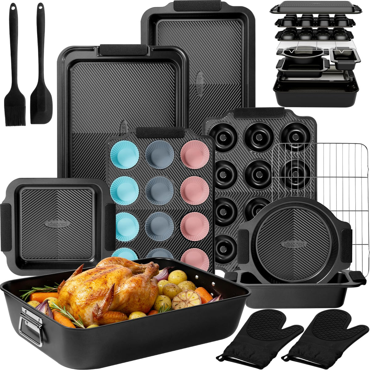 Kikcoin bandejas apilables para horno, ahorro de espacio en tu cocina.