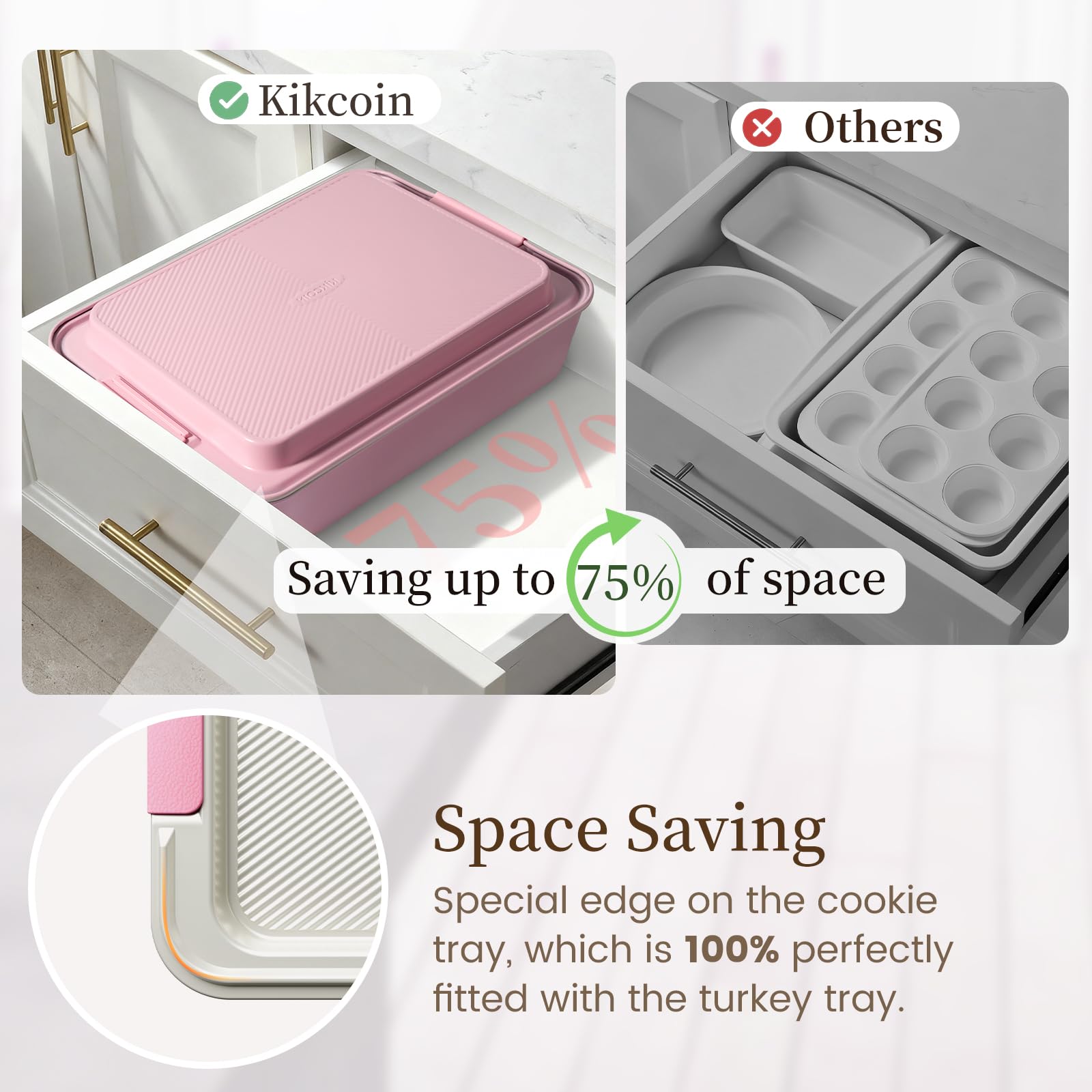 Kikcoin bandejas resistentes a 450°F para hornear estable