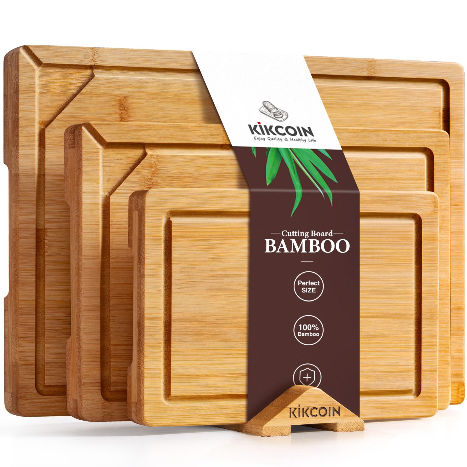 Kikcoin conjunto de tablas de bambú con soporte para secado.