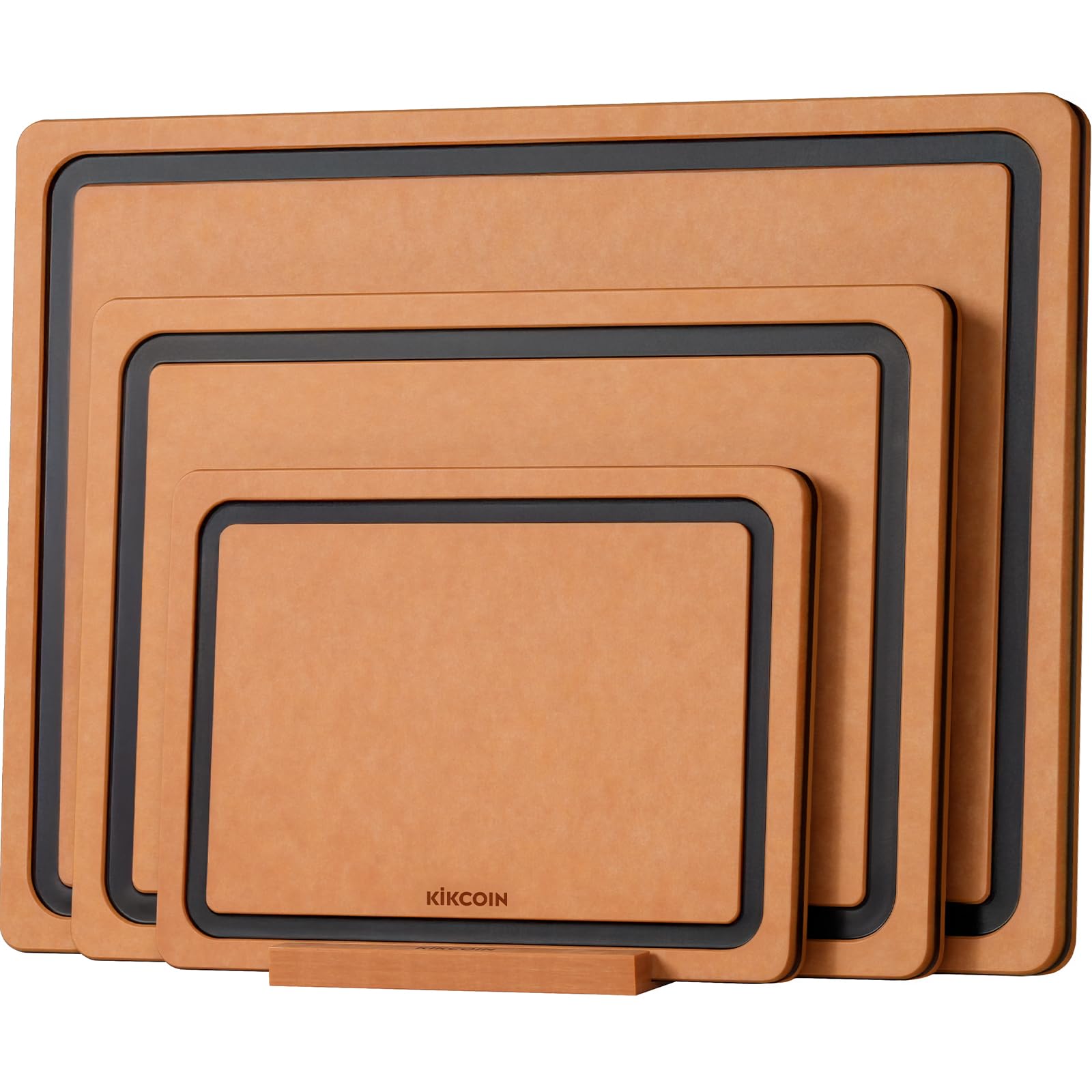 Kikcoin conjunto de tablas de corte de madera con soporte, mejora la organización en la cocina.