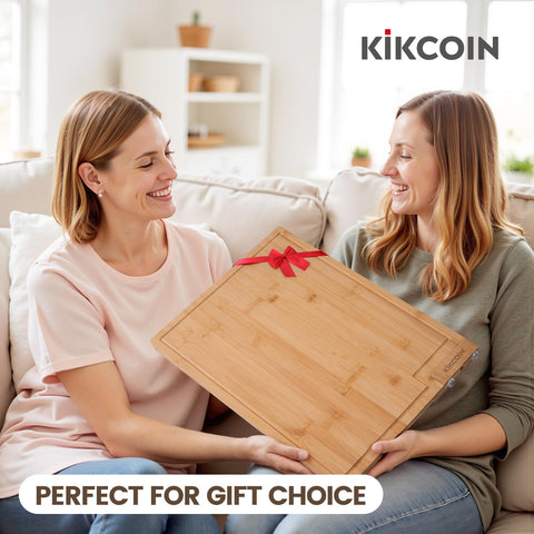 Kikcoin tabla de corte durable de bambú para cocina ocupada