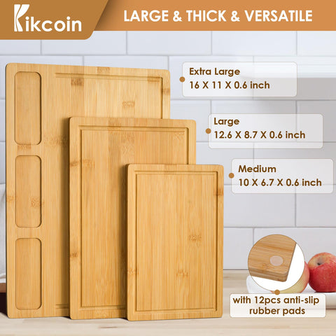Kikcoin tabla grande con ranuras para jugo evita derrames al picar.