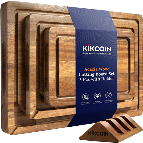 Tabla Kikcoin de madera, conjunto de 3 piezas, ideal para picar
