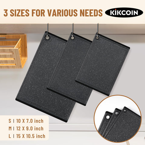 Kikcoin tabla de cortar plástico grande 2, superficie antideslizante para cortes seguros