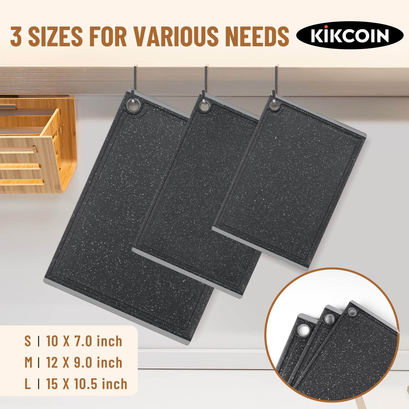 Kikcoin tabla mediana para verduras, superficie práctica y estable para cortes finos